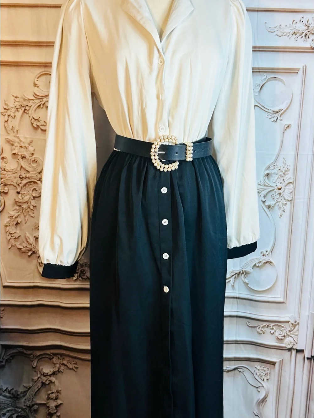 SHEIN Button-Front Maxi Skirt in Dark Green